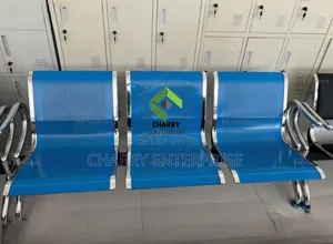 Three-seater Blue Metallic Airport Or Reception Waiting Bench Or Chair