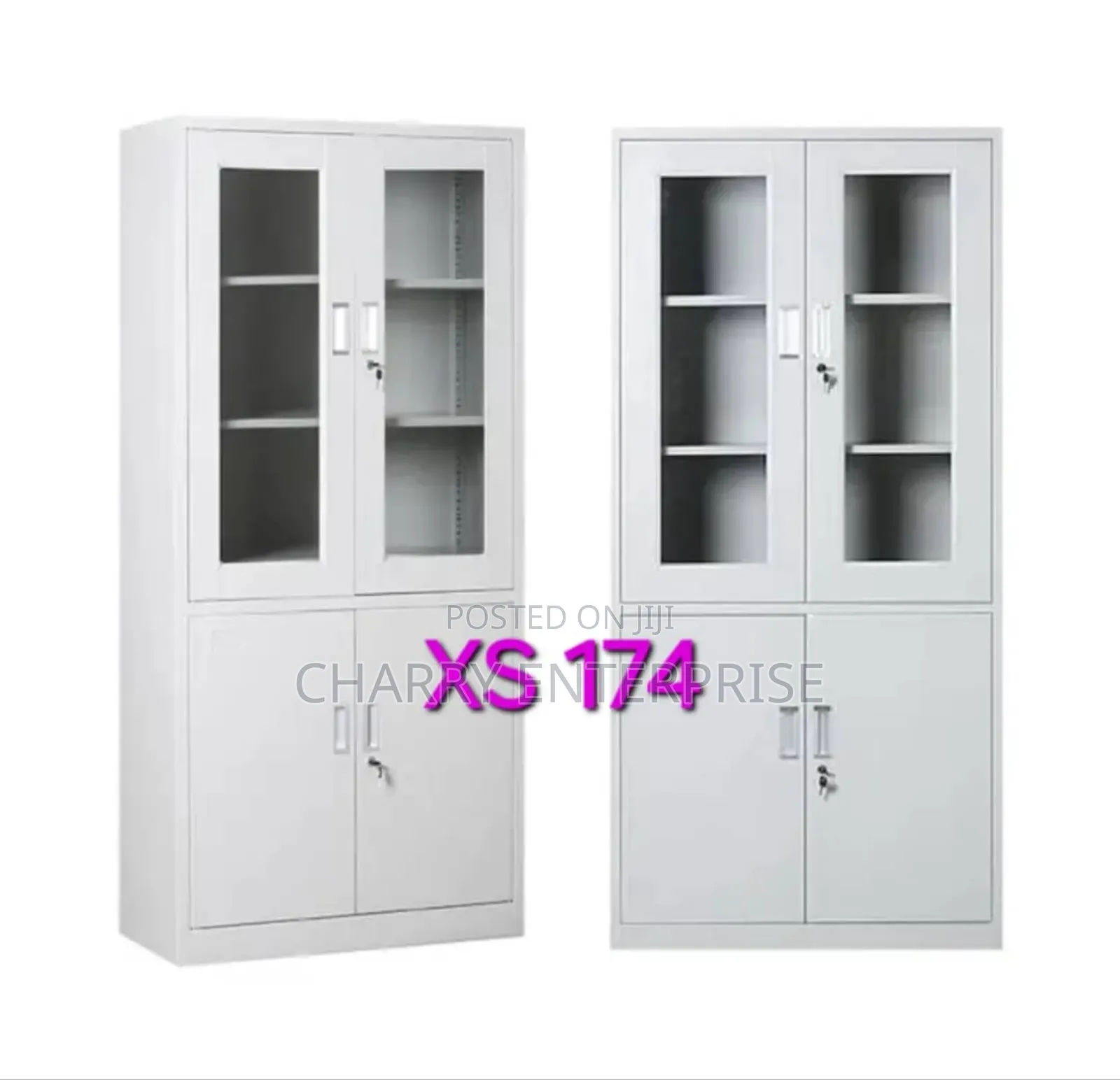 Metal 2doors Home or Office File Cabinet Glass Doors Cupboard Kabati