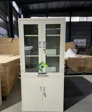Metal 2doors Home or Office File Cabinet Glass Doors Cupboard Kabati