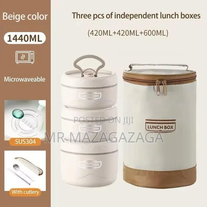 3 Pieces Portable Insulated Lunch Box