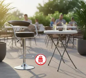 Modern Bistro Set - Folding High-Top Table Adjustable Bar Stools