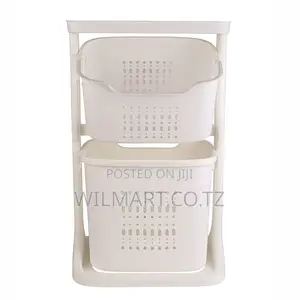 Wilmart Storage Basket 2 Deck Bathroom Clothes Storage Basket Multi-La