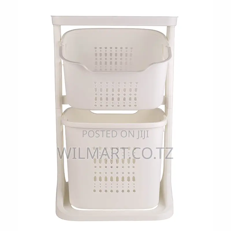 Wilmart Storage Basket 2 Deck Bathroom Clothes Storage Basket Multi-La
