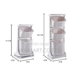 Wilmart Storage Basket 2 Deck Bathroom Clothes Storage Basket Multi-La