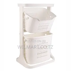 Wilmart Storage Basket 2 Deck Bathroom Clothes Storage Basket Multi-La
