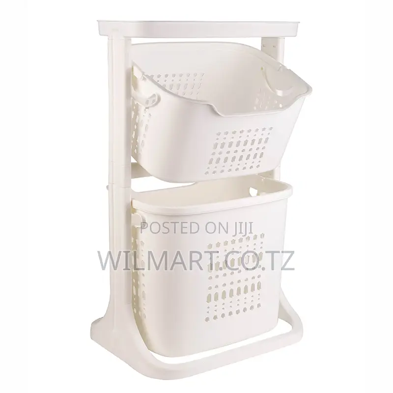 Wilmart Storage Basket 2 Deck Bathroom Clothes Storage Basket Multi-La