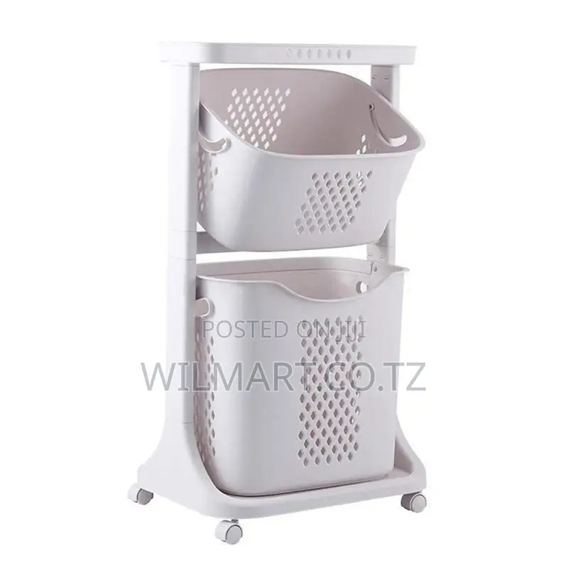 Wilmart Storage Basket 2 Deck Bathroom Clothes Storage Basket Multi-La