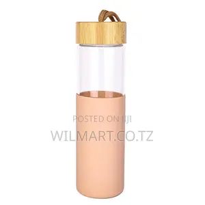 Glass 650ml Water Bottle With Bamboo Lid Cover Reusable