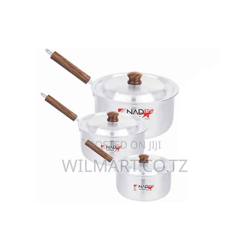 Wilmart Saucepan 3pcs Set With Lid Smooth Wooden Handle 18-23 1x3
