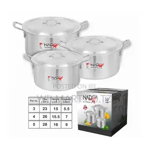 Wilmart Cookware Set 3pcs Set With Lid Handle Metal Finish Sufuria 5