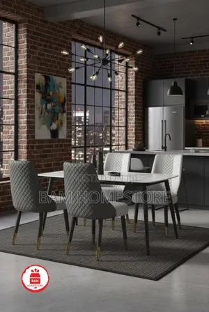Modern Luxury 4-Seater Marble Top Dining Table Set - Meza Ya Chakula