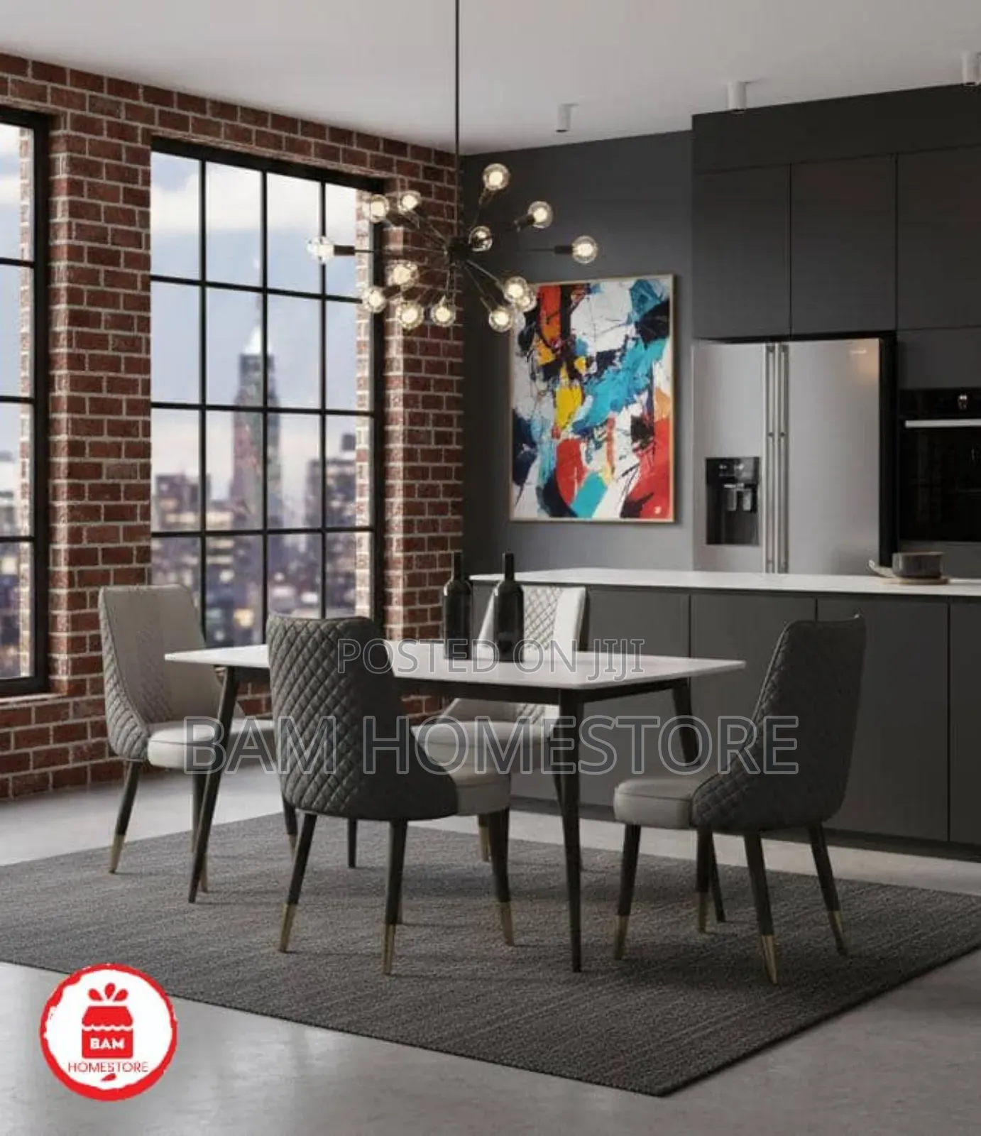 Modern Luxury 6-Seater Marble Top Dining Table Set - Meza Ya Chakula