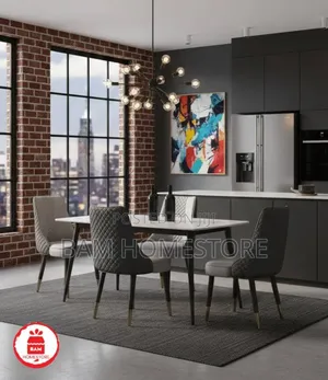 Modern Luxury 6-Seater Marble Top Dining Table Set - Meza Ya Chakula