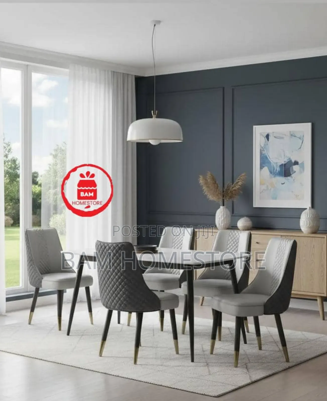 Modern Luxury 6-Seater Marble Top Dining Table Set - Meza Ya Chakula