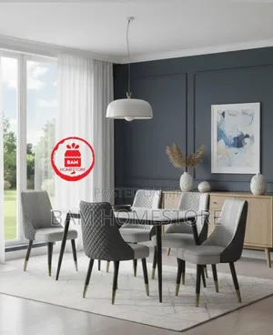 Modern Luxury 6-Seater Marble Top Dining Table Set - Meza Ya Chakula