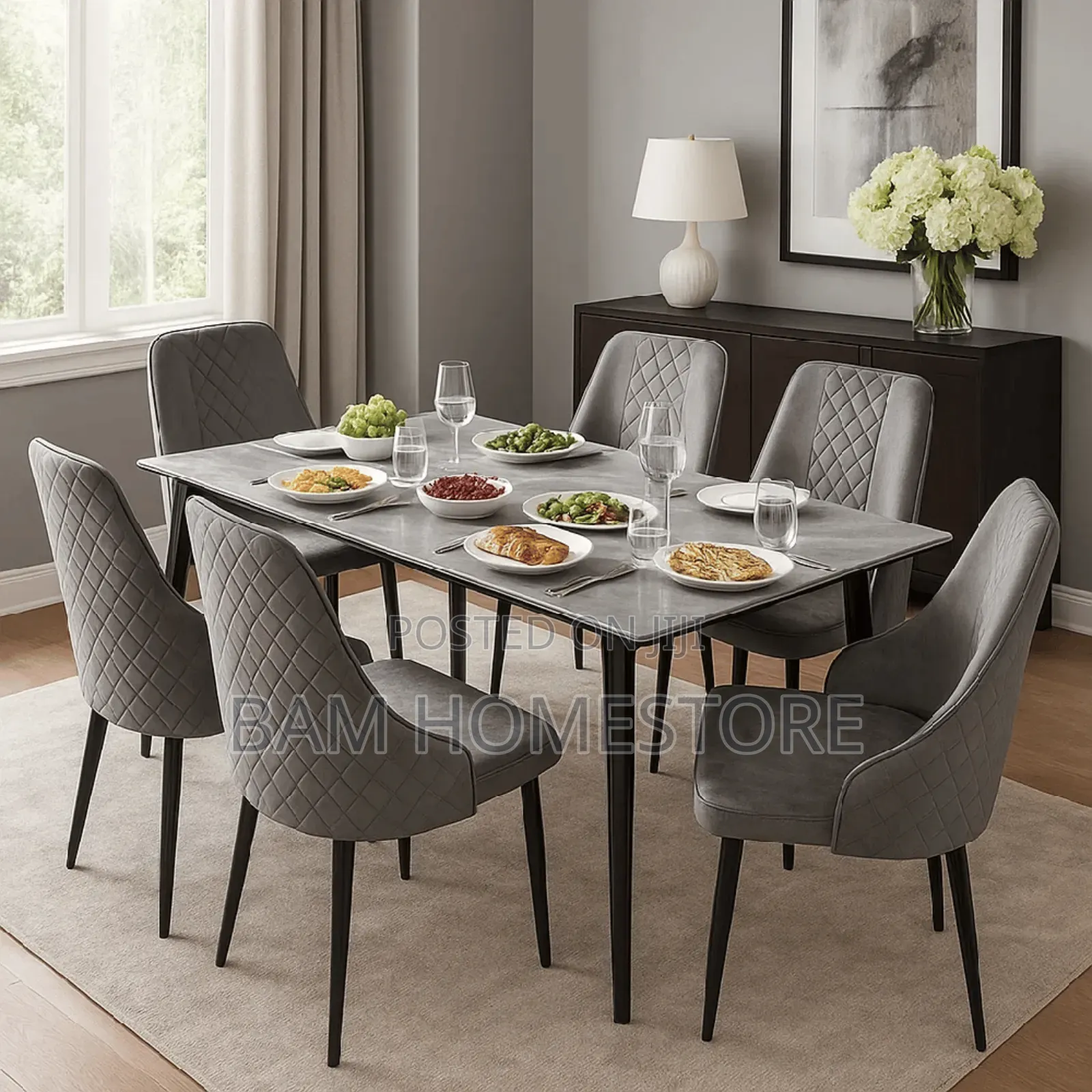 Classic Dining Set( Meza Ya Chakula) Set Ina Meza Na Viti 6