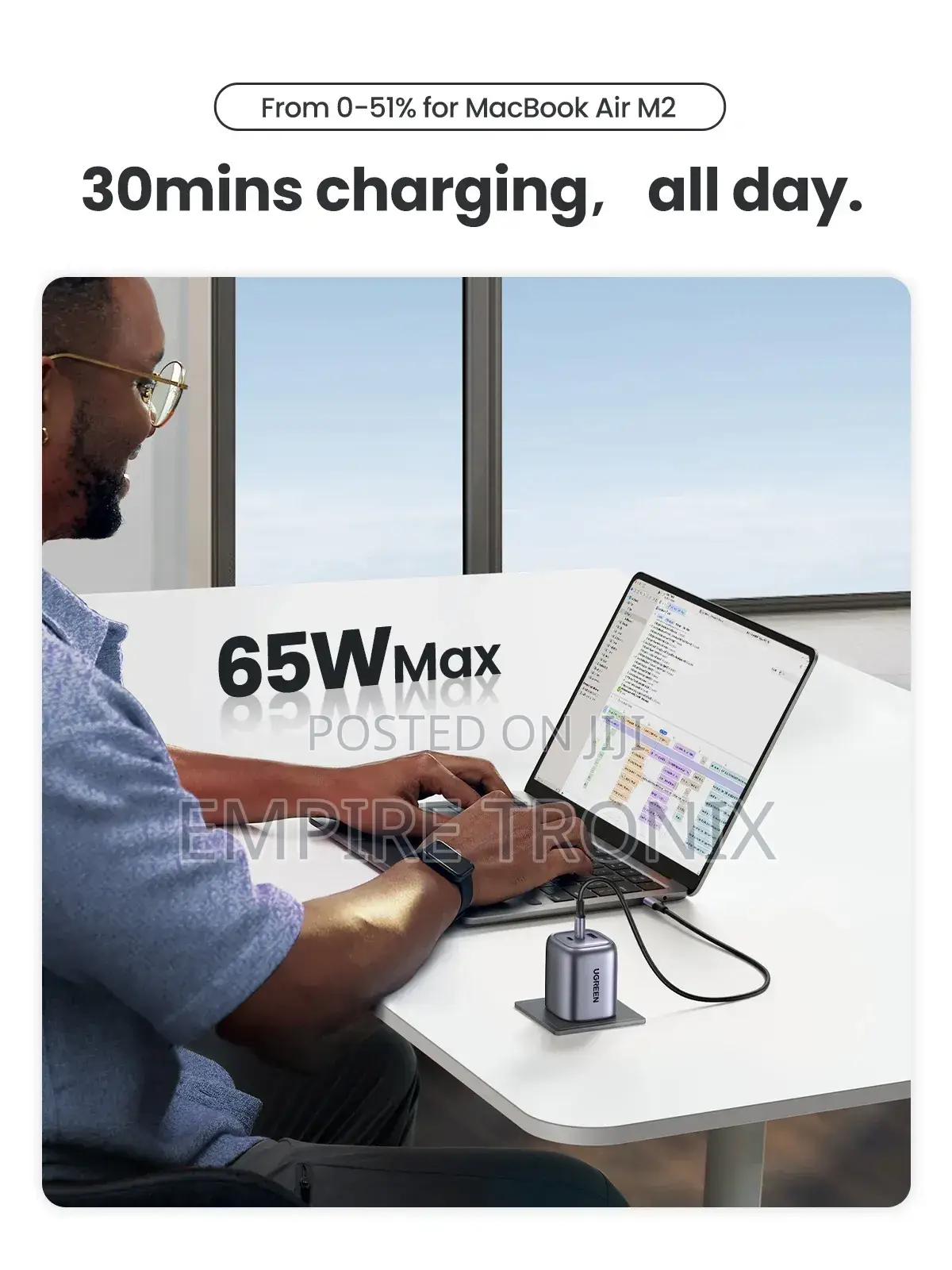 Ugreen Nexode 65w Wall Charger – 2 Usb‐C + 1 Usb‐A – Space Gray