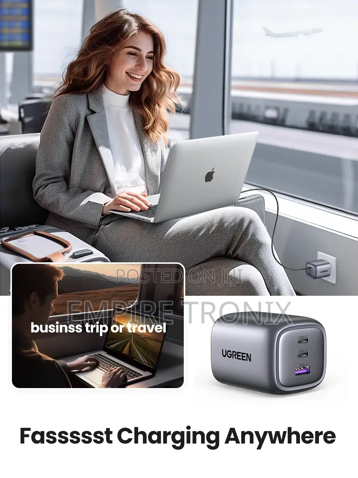 Ugreen Nexode 65w Wall Charger – 2 Usb‐C + 1 Usb‐A – Space Gray