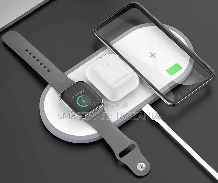 Hoco 3-in-1 Wireless Fast Charger Phone Watch Earphones Best Quality