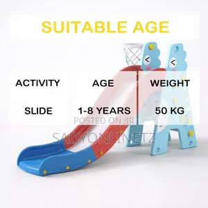 Kids Indoor and Outdoor Slide With Basketball Hoops