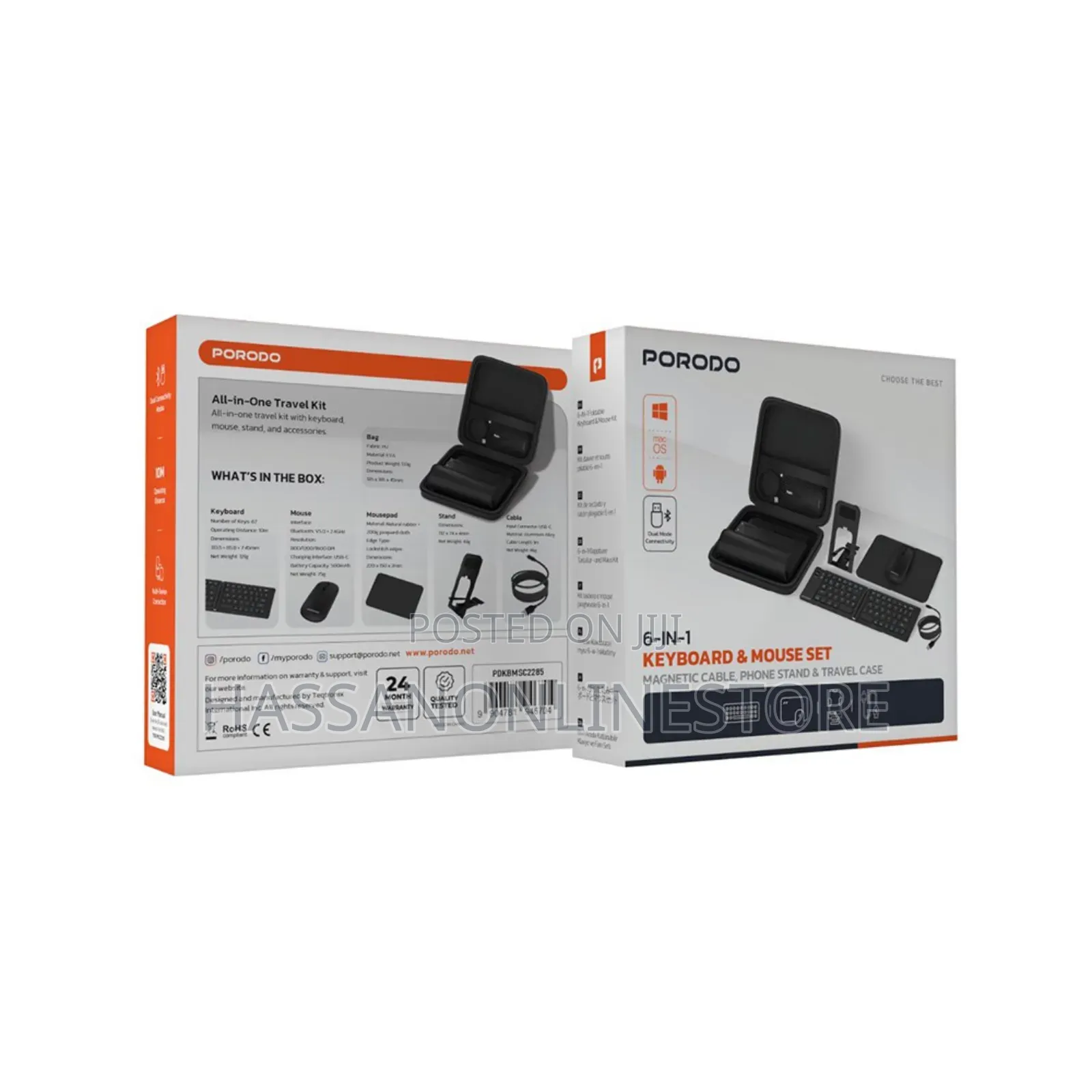 Porodo 6-in-1 Keyboard Mouse Set - Black