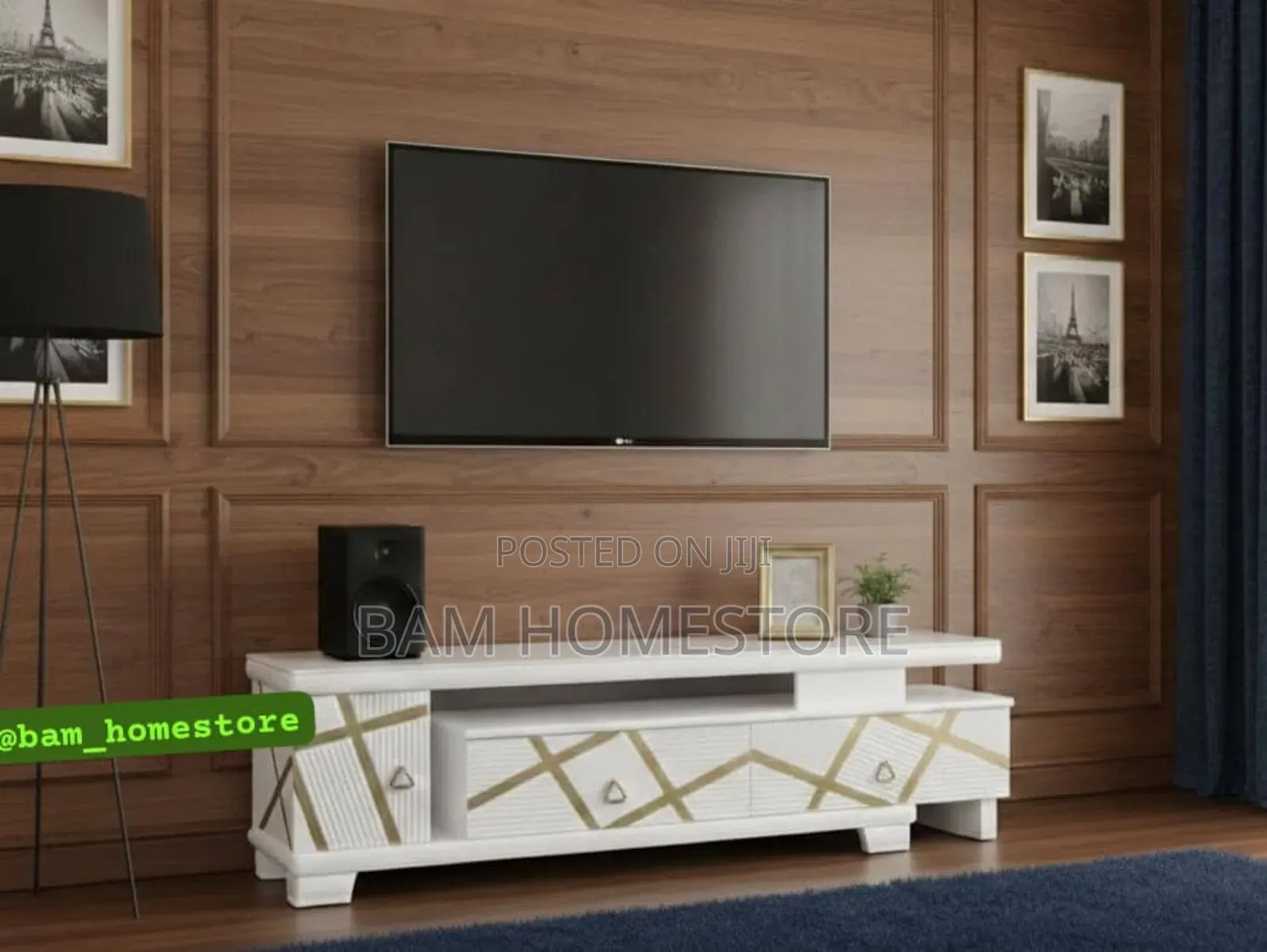Modern Extendable White Gold Tv Showcase Stand - Kabati La Tv