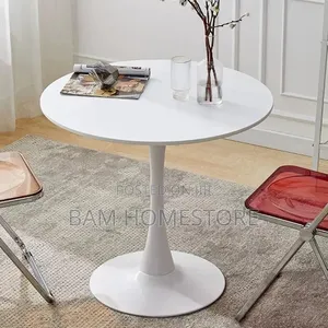 Modern 80cm Marble White Round Table - Meza Ya Duara Ya Kifahari