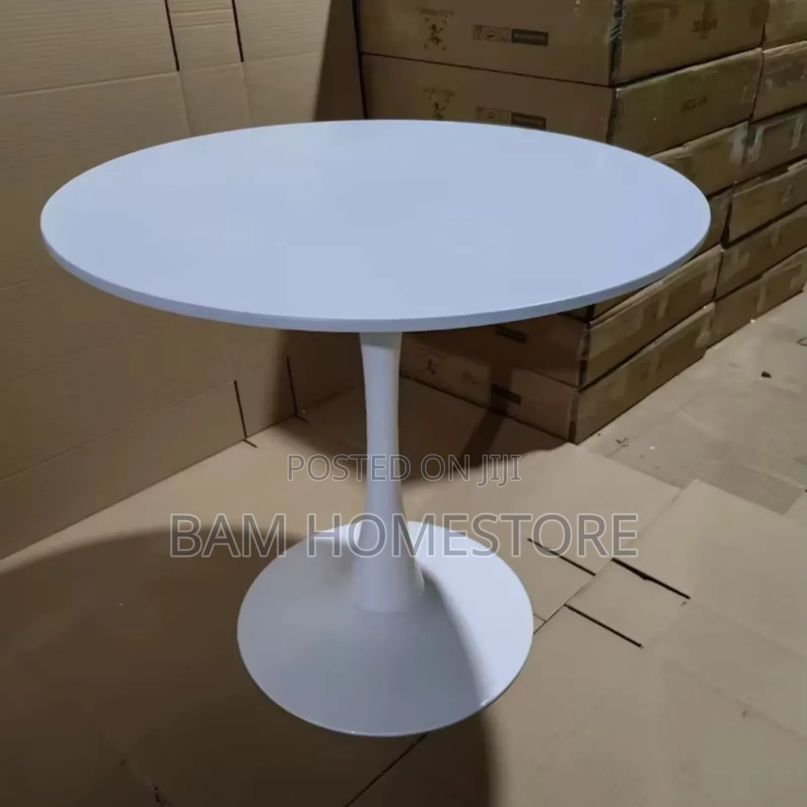 Modern 80cm Marble White Round Table - Meza Ya Duara Ya Kifahari