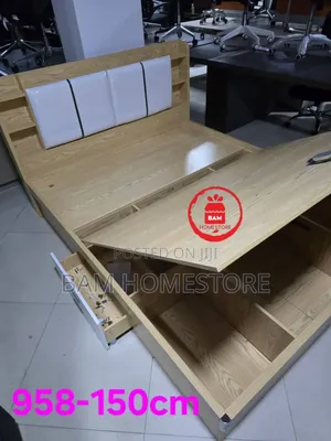 Luxury 5*6 Ft King Size Bed With Hydraulic Storage Headboard Shelves