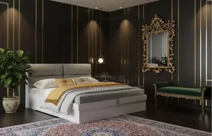 Modern White Luxury King Size Bed (5*6fts) With Soft Tufted Headboard