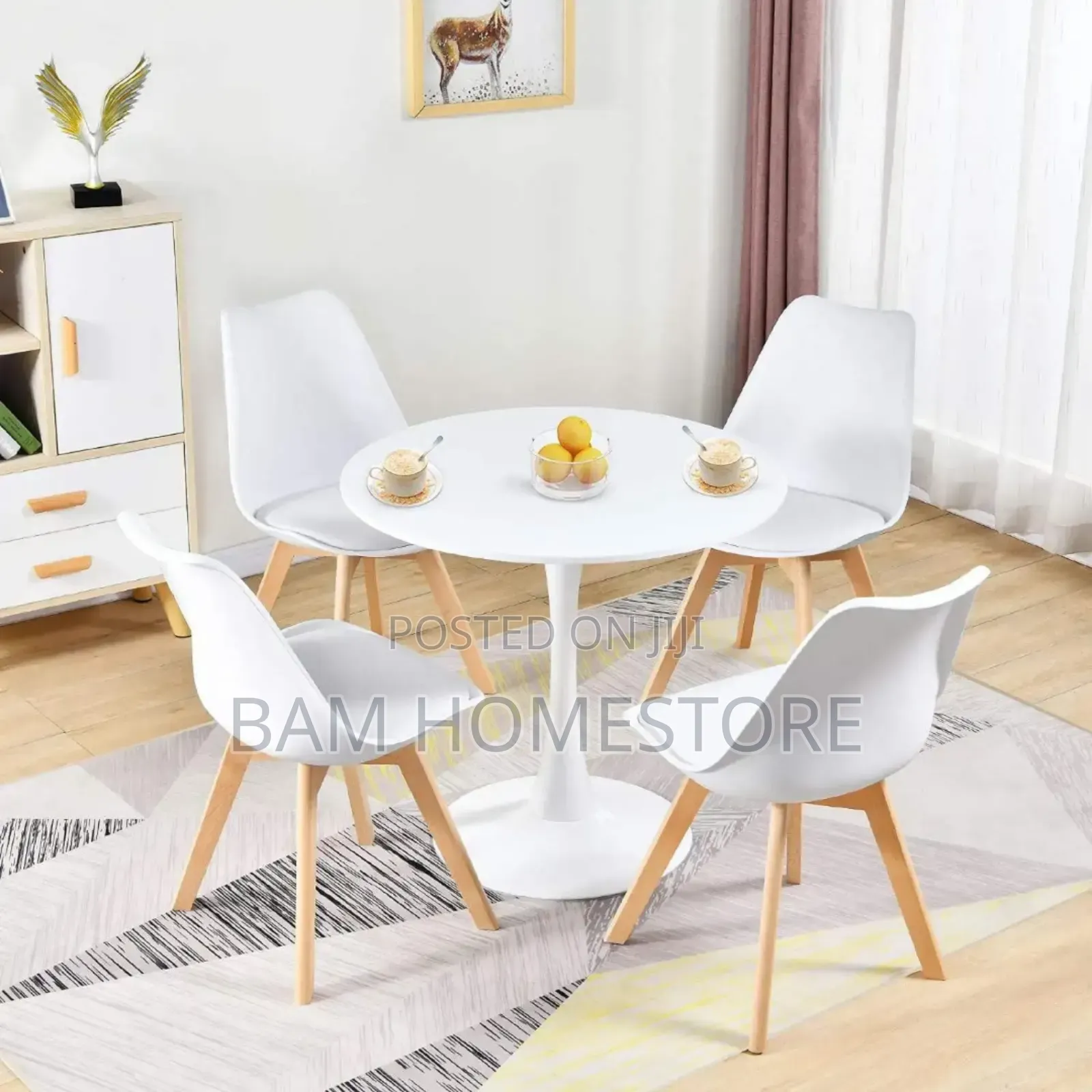 Cafeteria /Restaurant Set White Tulip Dining Set With 4 Scandi Chairs