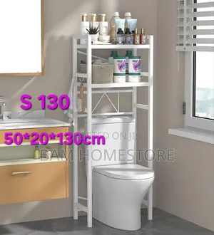 Modern White Bathroom Over-the-toilet Space-saving Organizer Rack