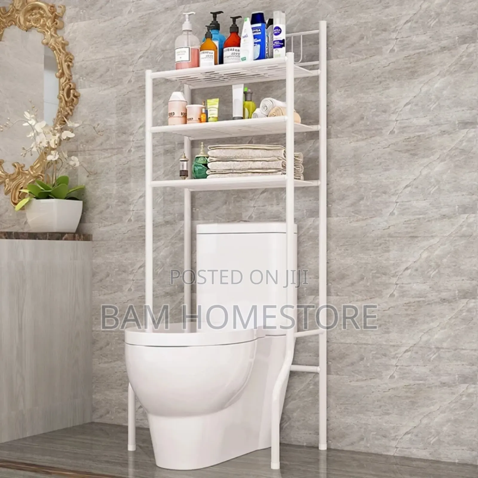 Modern White Bathroom Over-the-toilet Space-saving Organizer Rack