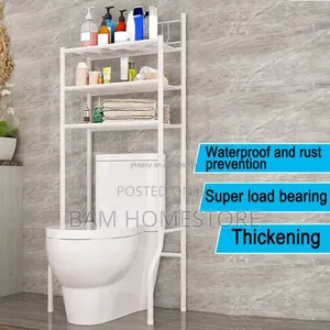 Modern White Bathroom Over-the-toilet Space-saving Organizer Rack