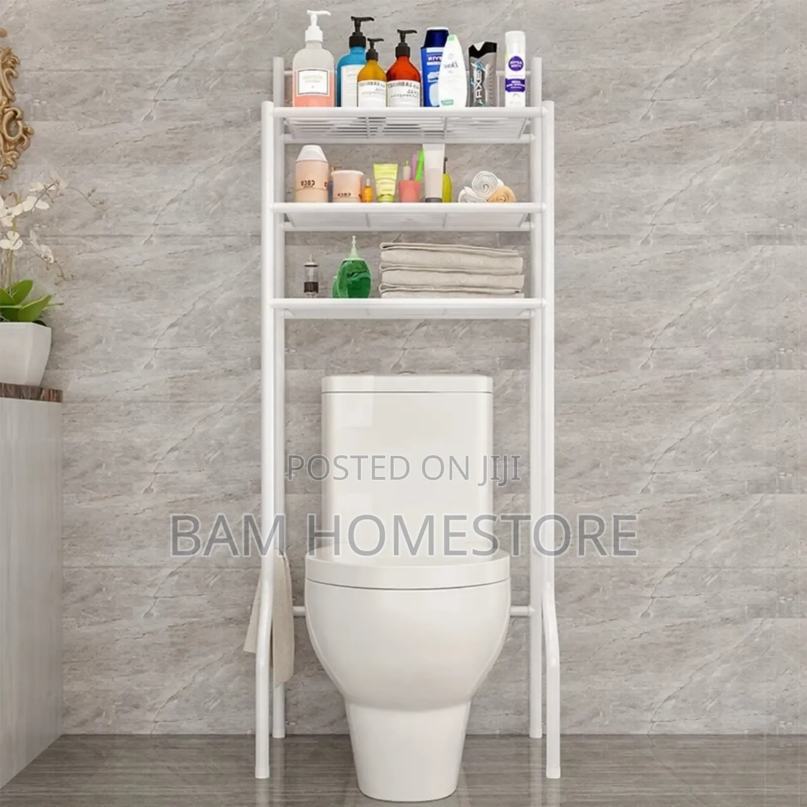 Modern White Bathroom Over-the-toilet Space-saving Organizer Rack