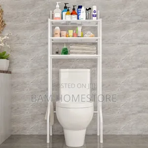 Modern White Bathroom Over-the-toilet Space-saving Organizer Rack