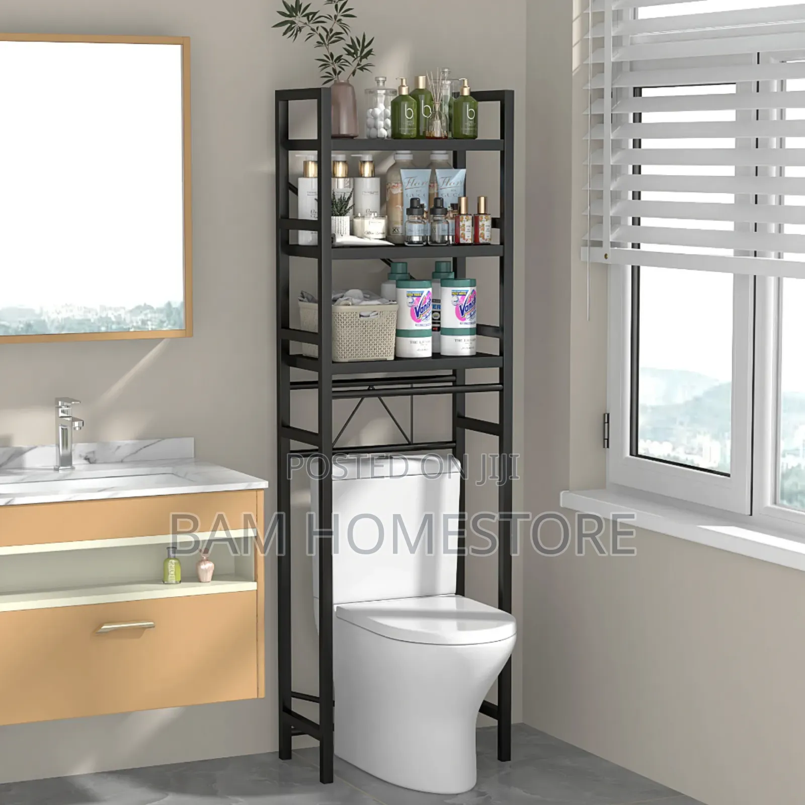 Modern White Bathroom Over-the-toilet Space-saving Organizer Rack