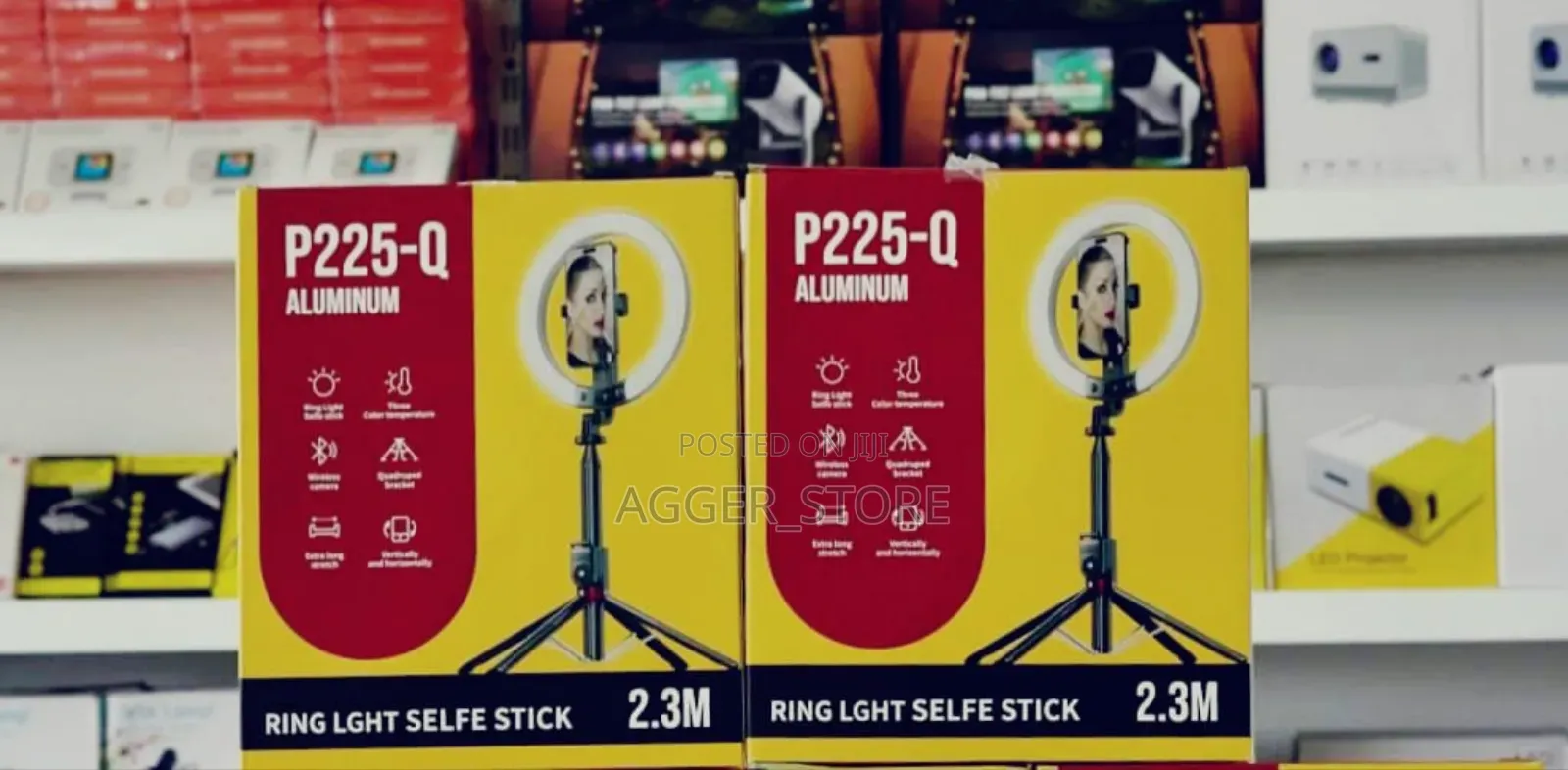 P225-Q Aluminum Ring Light(10") With Selfe Stick 2.3m