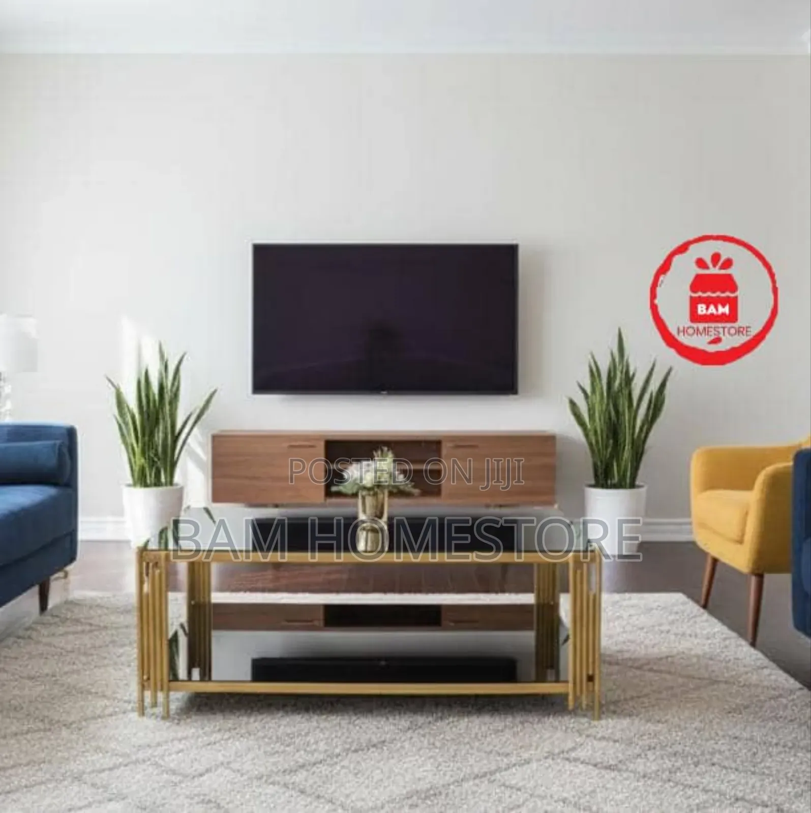 Luxury Black Glass Coffee Table - Modern Gold Frame Meza