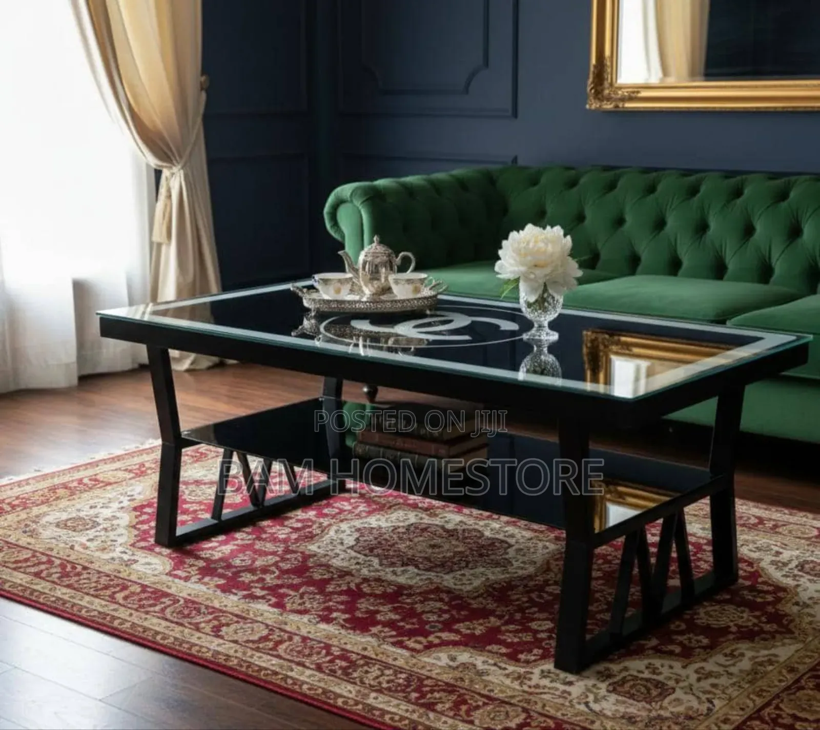 Modern Luxury Channel Design Coffee Table - Black White Meza