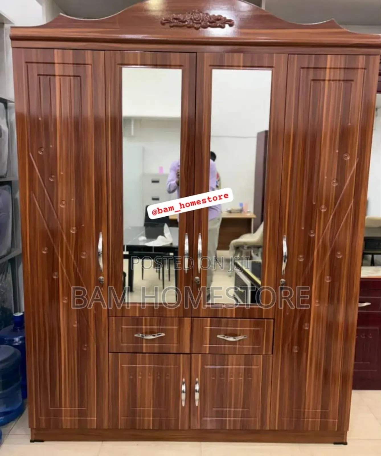 Imported Modern 4 Door Wardrobe With Mirror Drawers - Kabati La Nguo