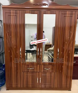 Imported Modern 4 Door Wardrobe With Mirror Drawers - Kabati La Nguo