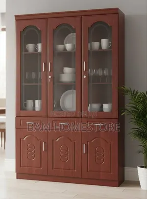 Luxury 3-Door Modern Glass Cabinet - Kabati La Vyombo La Kisasa