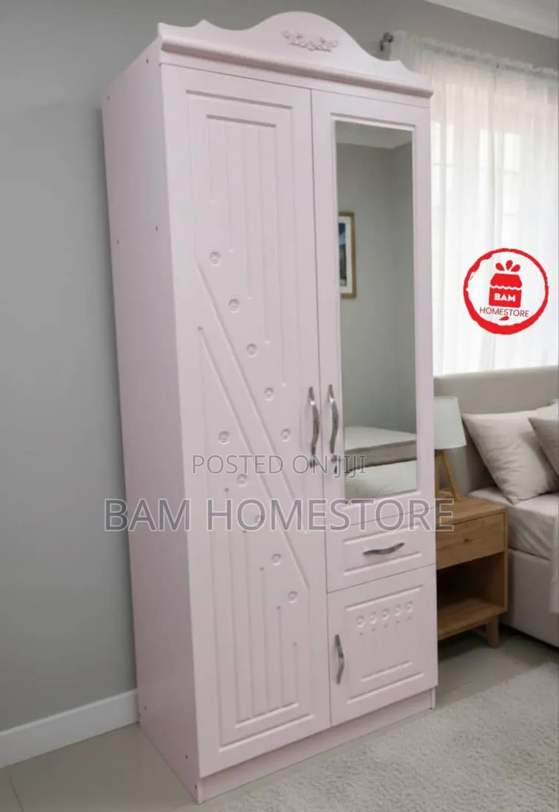 Imported Luxury 2-Door Wardrobe With Mirror - Kabati Ya Nguo Ya Kisasa