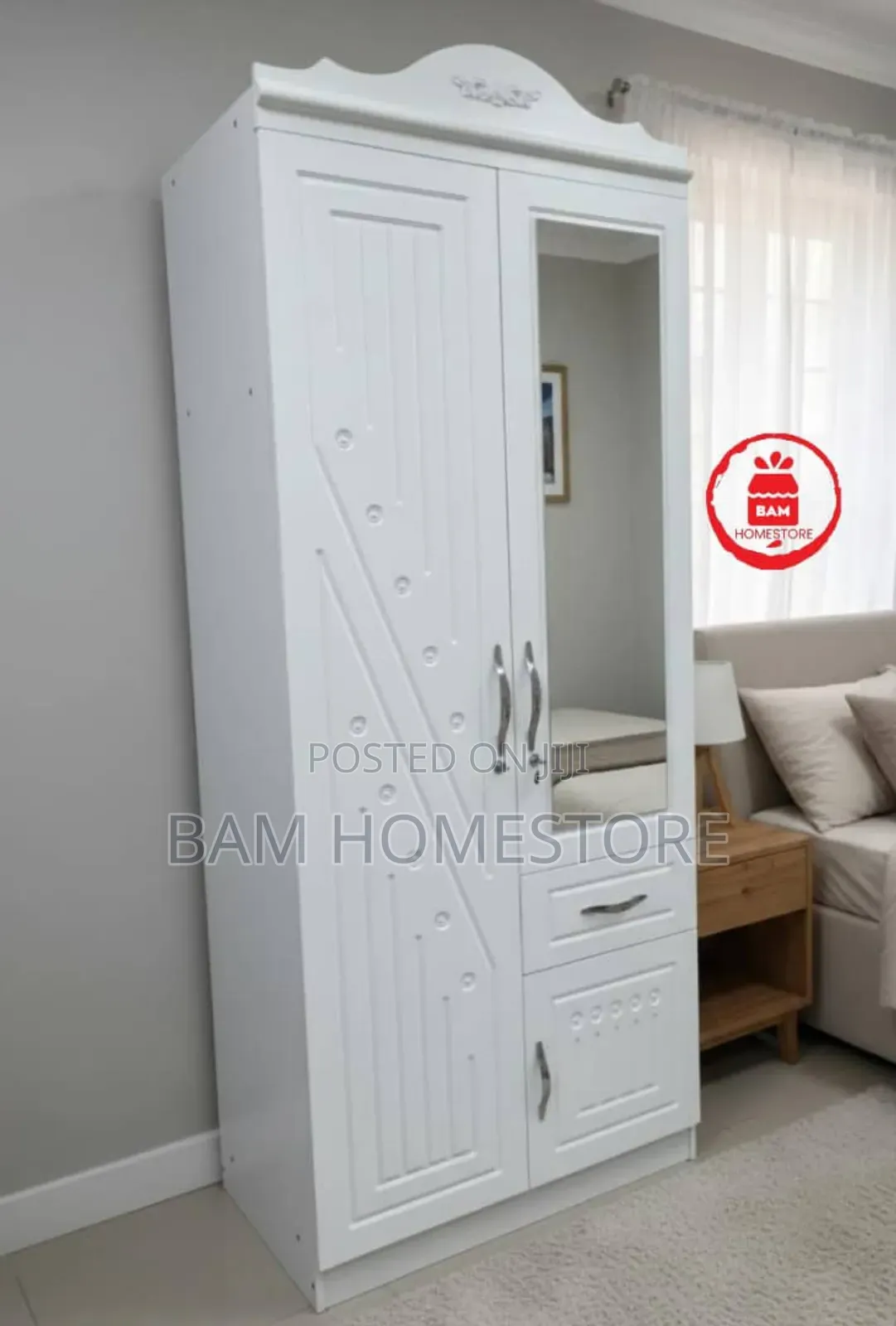 Imported Luxury 2-Door Wardrobe With Mirror - Kabati Ya Nguo Ya Kisasa
