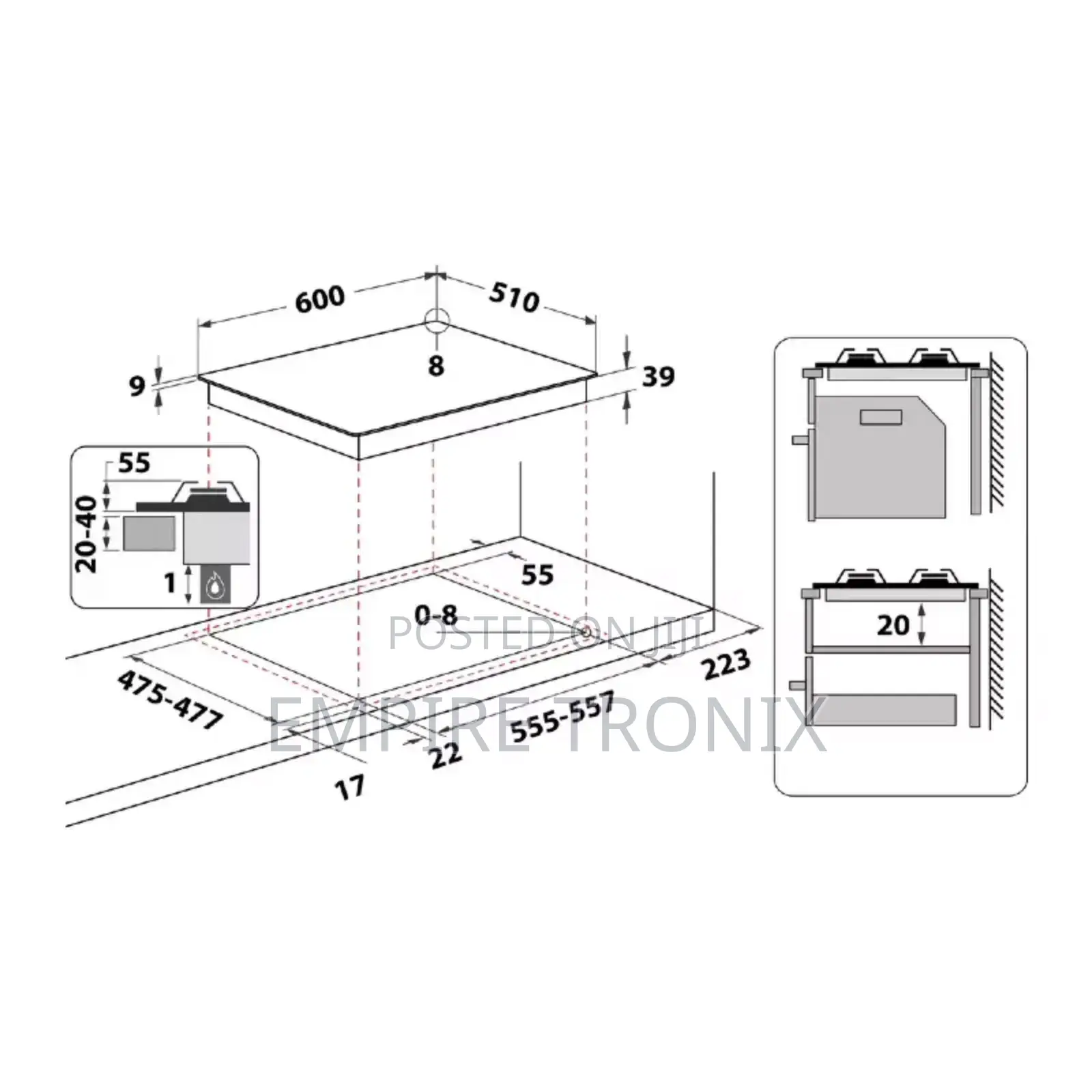 Ariston 60cm Built-in Gas Hob (4 Burners) – Model PCN 642 T/Ixa