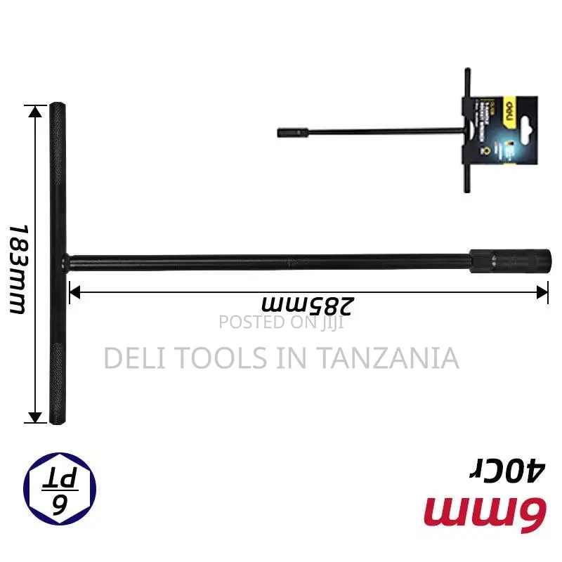 Deli T-type Socket Wrench - Black