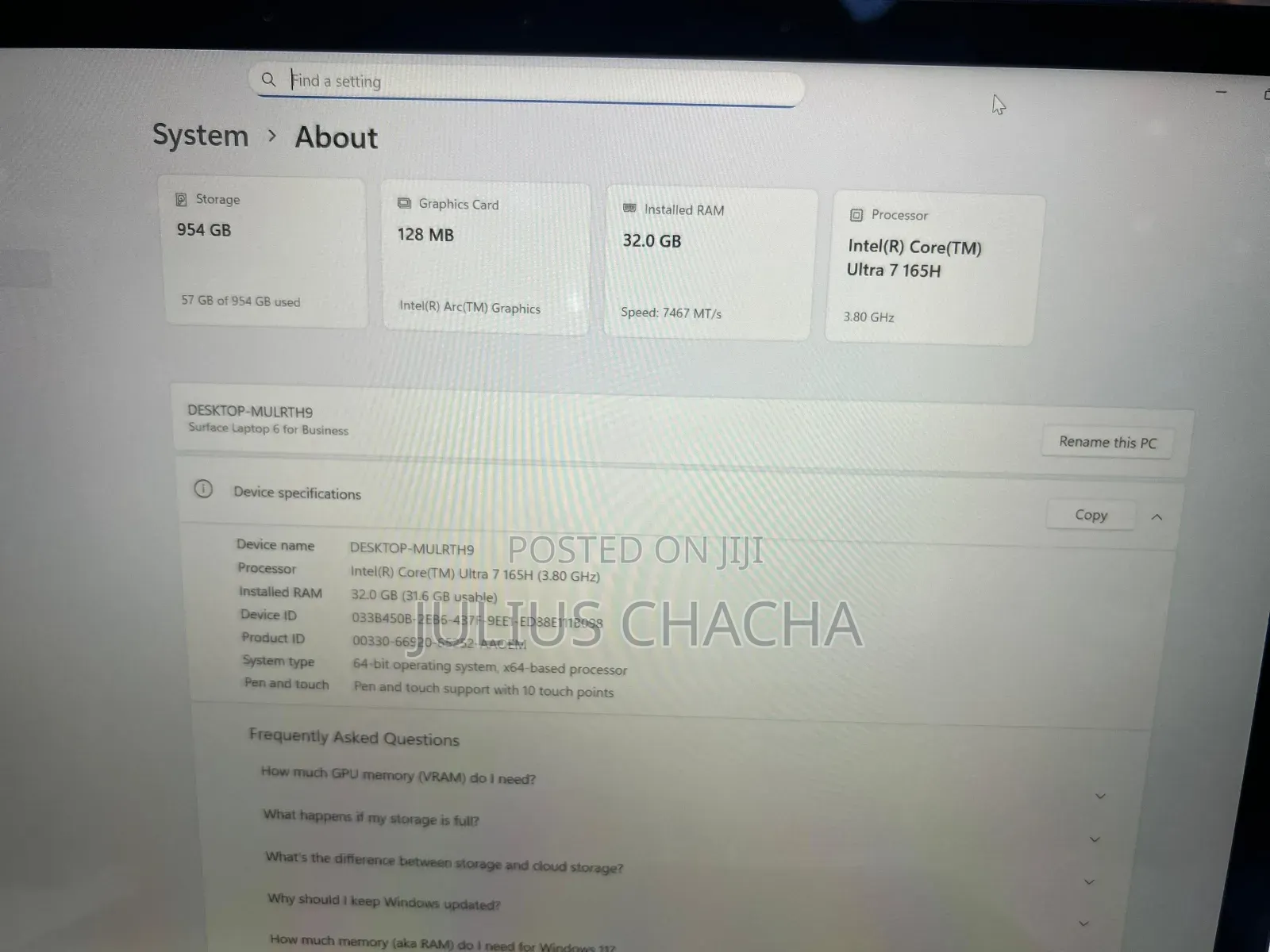 New Laptop Microsoft Surface Laptop 6 32GB Intel Core Ultra 7 SSD 1T