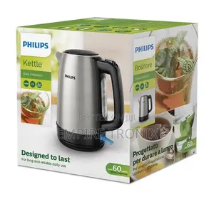 Philips New Daily Metal Kettle (1.7l) – 2200w Stainless Steel Hd9350