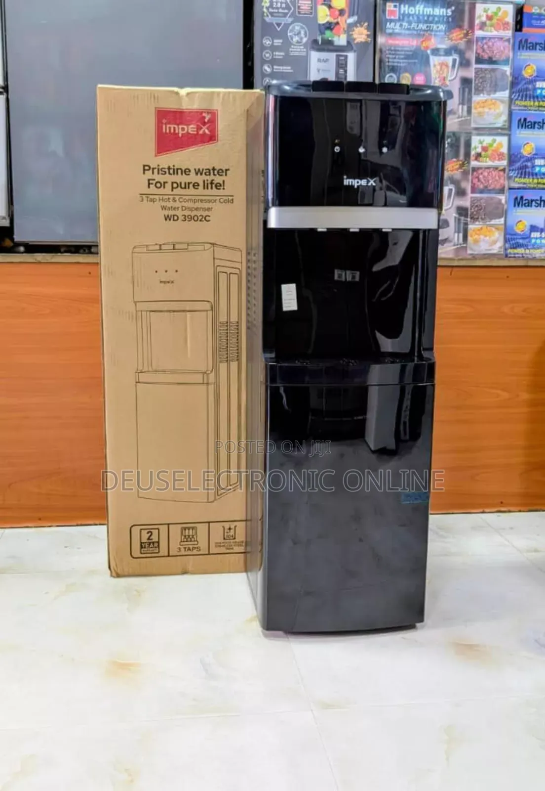 *Impex Water Dispenser Kubwa Njia Tatu Black